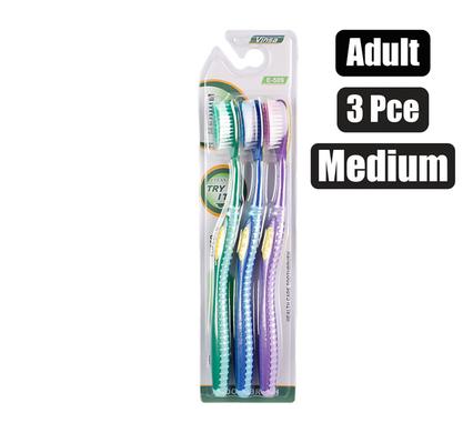 TOOTH BRUSH ADULT 3PCE ASSTD COLOURS