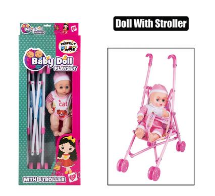 BABY DOLL WITH STROLLER IN BOX