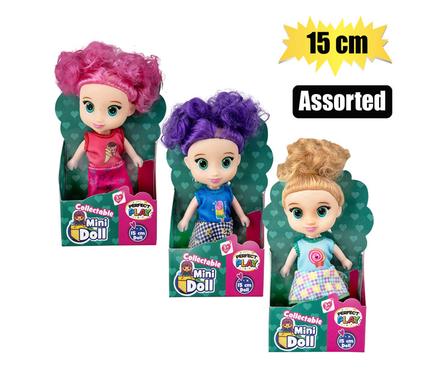 DOLL MINI COLOURFUL CURLY 15cm ASSTD