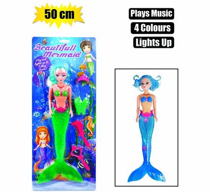 DOLL MERMAID LIGHT UP TAIL & MUSIC 50cm