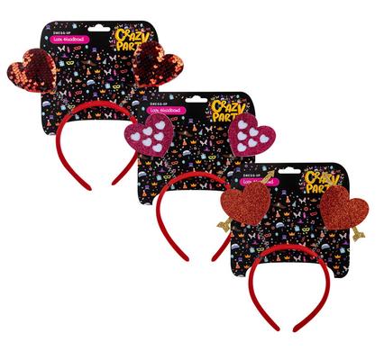 DRESS UP HEADBAND HEARTS ASSTD