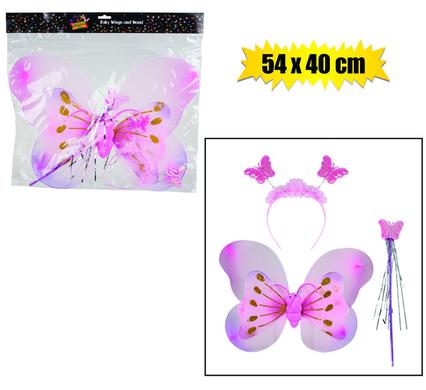 DRESS UP WINGS/WAND/BAND BTTRFLY 54x40cm