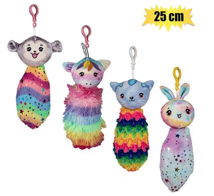 PLUSH ANIMAL WITH RAINBOW BIG TAIL 25cm