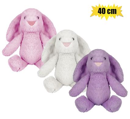 PLUSH BUNNY FLAPPY EARS & PINK NOSE 40cm