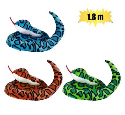 PLUSH SNAKE ASSTD 1.8m