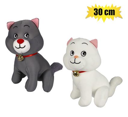 PLUSH BRIGHT CAT W/FOAMBEADS 30cm
