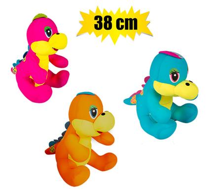 PLUSH BRIGHT DINO W/FOAMBEADS 38cm