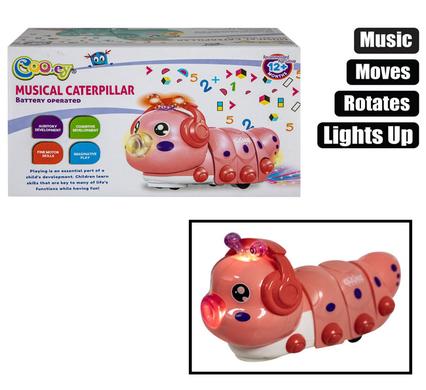 BABY B/O CRAWLING CATERPILLAR ASSTD 16cm