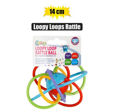 BABY RATTLE LOOPY LOOPS BALL 14cm