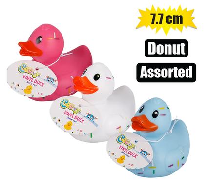 BABY VINYL THEMED DUCK 7.7cm, DONUT ASTD