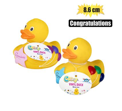 BABY BATH VINYL CONGRATS DUCK 8.2cm