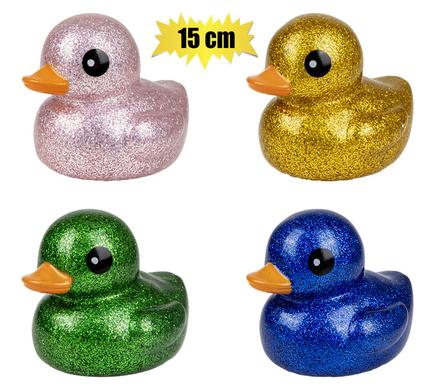 BABY VINYL THEMED DUCK 15cm GLITTER LRG