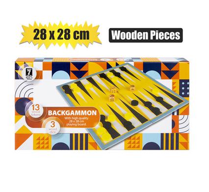 GAME BACKGAMMON WOOD PIECES 28x28cm