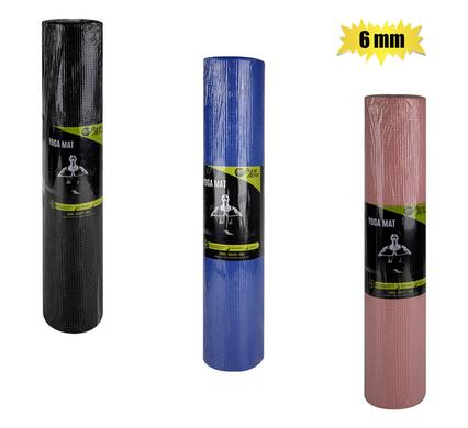 FITNESS YOGA MAT 6mm PVC ASSTD