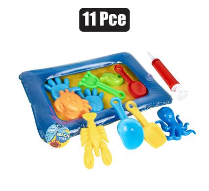 BEACH SET 11PC W/INFLATABLE SANDPIT
