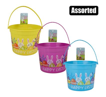EASTER HUNT BASKET PLASTIC W/HANDLE ASS