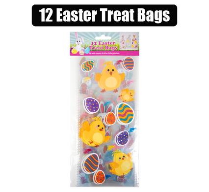 EASTER CELLOPHANE TREAT BAGS 12 PACK