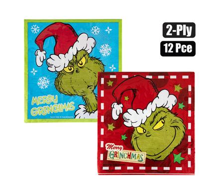 XMAS GRINCH SERVIETTES 2PLY PK-12