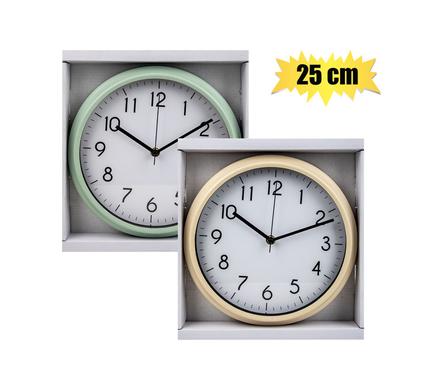 CLOCK WALL PL ROUND 25cm ASSTD