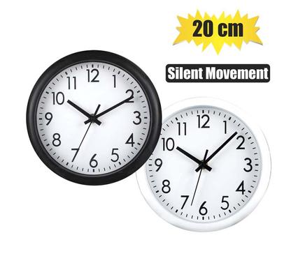 CLOCK WALL PL ROUND 20cm ASSTD