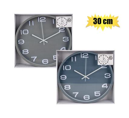 CLOCK WALL PL ROUND, 30cm BLACK