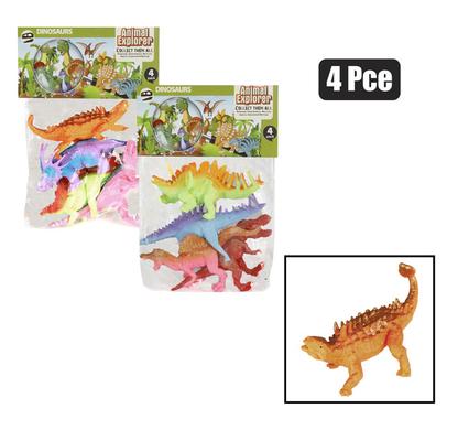 ANIMALS DINOSAURS BRIGHT 4PC 18cm