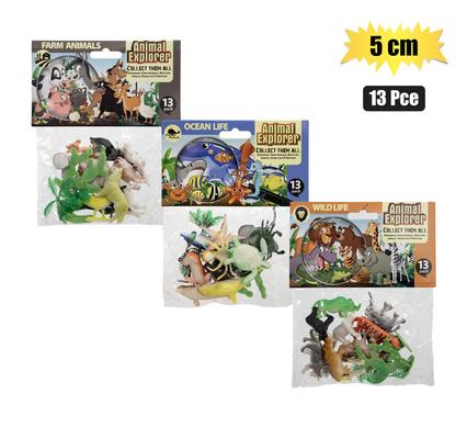ANIMALS FARM/WILD 13PC 5cm ASSTD