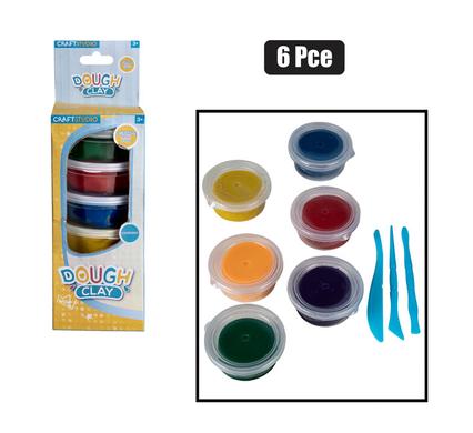 EDU PLAY DOUGH 55g 6PC TUB AND ACCESSORY