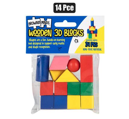 EDU WOOD BLOCK SHAPES 14PC
