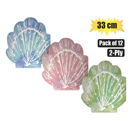 SERVIETTES 2PLY 33cm 12PC SHELL SHAPE