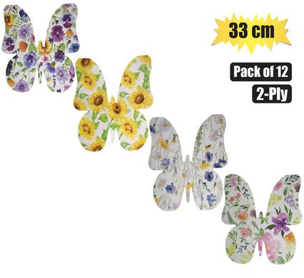 SERVIETTES 2PLY 33cm 12PC BUTTERFLY