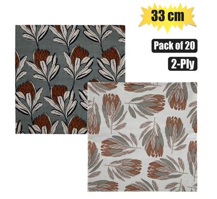 SERVIETTES 2PLY 33cm 20pc PROTEA