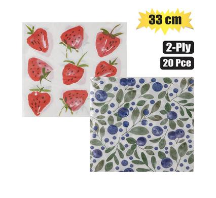 SERVIETTES 2PLY 33cm 20PC BERRIES
