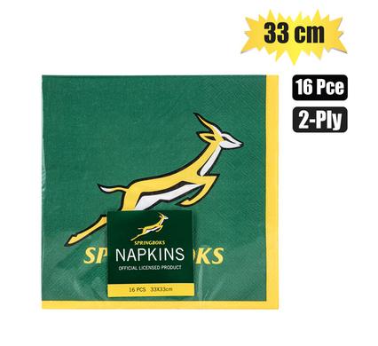 SERVIETTES 2PLY 33cm 16PC SPRINGBOKS