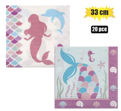 SERVIETTES 2PLY 33cm 20PC MERMAID