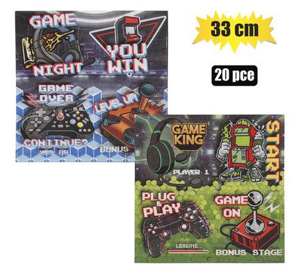 SERVIETTES 2PLY 33cm 20PC GAMING