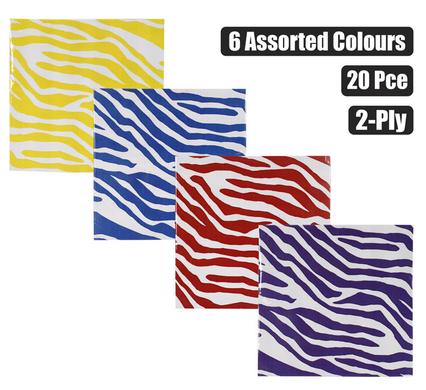 SERVIETTES 2PLY 33cm 20PC ZEBRA