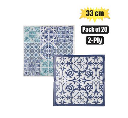 SERVIETTES 2PLY 33cm 20PC MEDITERRANEAN