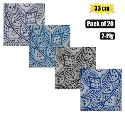 SERVIETTES 2PLY 33cm 20PC MANDALA