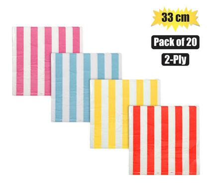 SERVIETTES 2PLY 33cm 20PC STRIPES