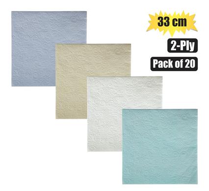 SERVIETTES 2PLY 33cm 20PC EMBOSSED