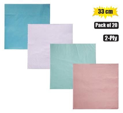SERVIETTES 2PLY 33cm 20PC PASTEL