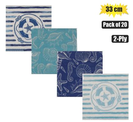 SERVIETTES 2PLY 33cm 20PC MARINE