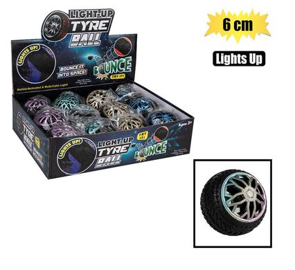 NOVELTY BALL HI BOUNCE TYRE 6cm LIGHT UP