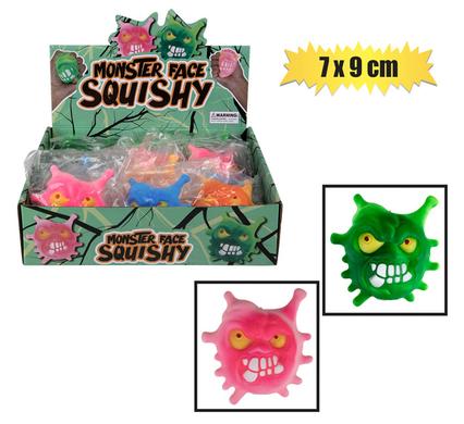 NOVELTY SQUEEZY MONSTER FACE ASSTD 7x9cm