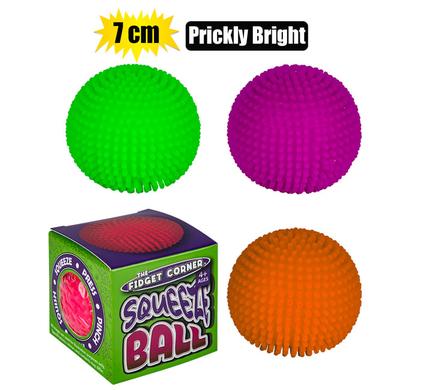 NOVELTY BALL STRESS PRICKLY 7.5cm BRIGHT