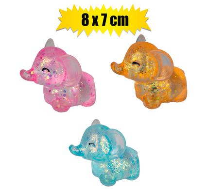 NOVELTY SQUEEZE ELEPHANT GLITTER 8x7cm