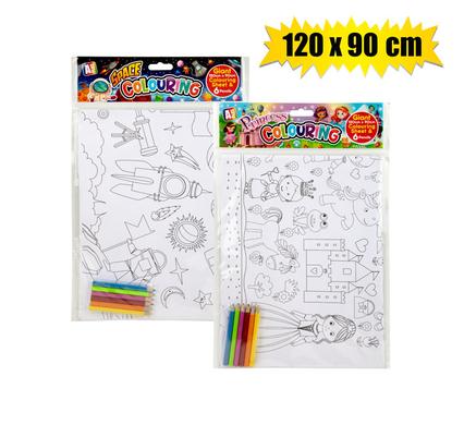 COLOURING SHEET 120x90cm W/PENCIL ASSTD