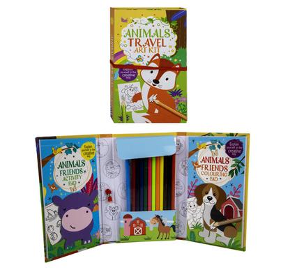 BOOK ACTIVITY ANIMALS TRAVEL ART KIT