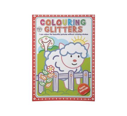 BOOK COLOURING GLITTER FARM ANIMALS